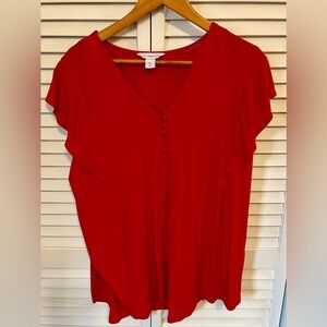 Liz Claiborne Red N-Neck Blouse size XL